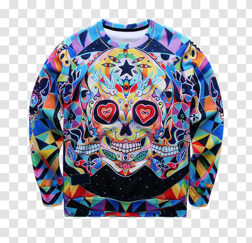 Hoodie T-shirt Sleeve Sweater Clothing - Top - Skull Watercolor Transparent PNG