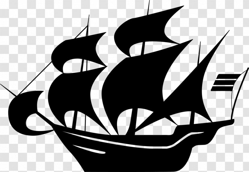 Sailing Ship Sailboat Clip Art - Black And White Transparent PNG
