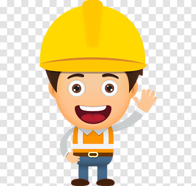 Laborer Cartoon Construction Worker Clip Art - Happiness - Hat Transparent PNG