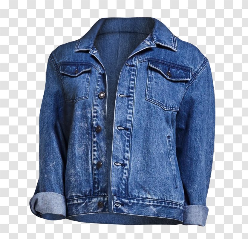 Denim Jacket Blue Textile T-shirt - Jeans Transparent PNG