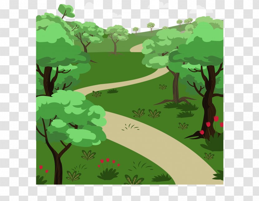 Drawing Landscape Painting Cartoon - Plant - Painted Forest Trail Transparent PNG