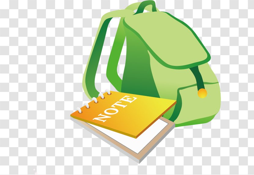 Satchel Cartoon - Pen - Vector Green Backpack Transparent PNG