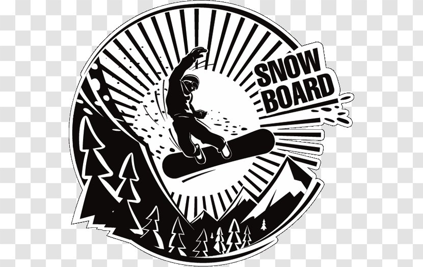 Extreme Snowboarding T-shirt Vector Graphics - Monochrome - Snowboard Transparent PNG