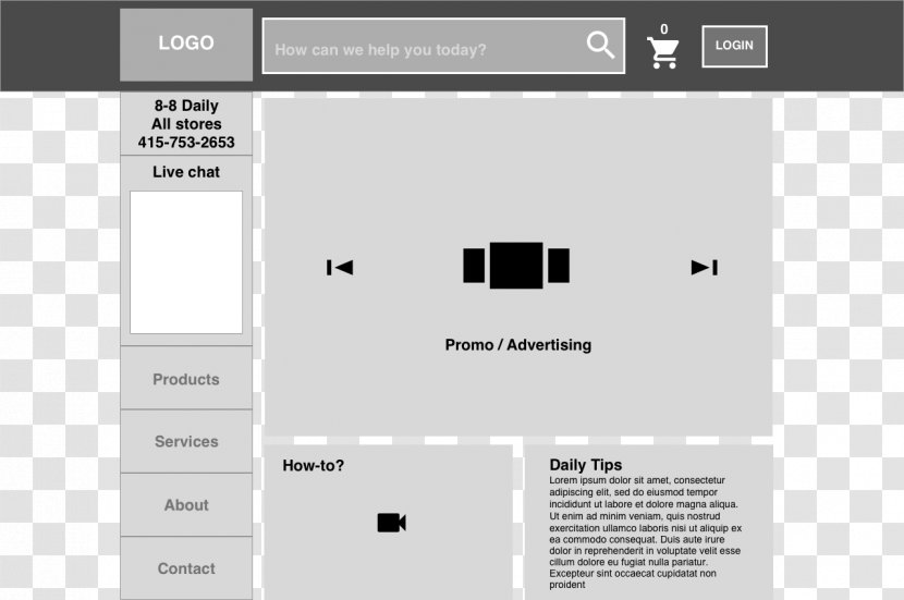 Screenshot Website Wireframe User Experience Design - Adobe After Effects - Hardware Store Transparent PNG