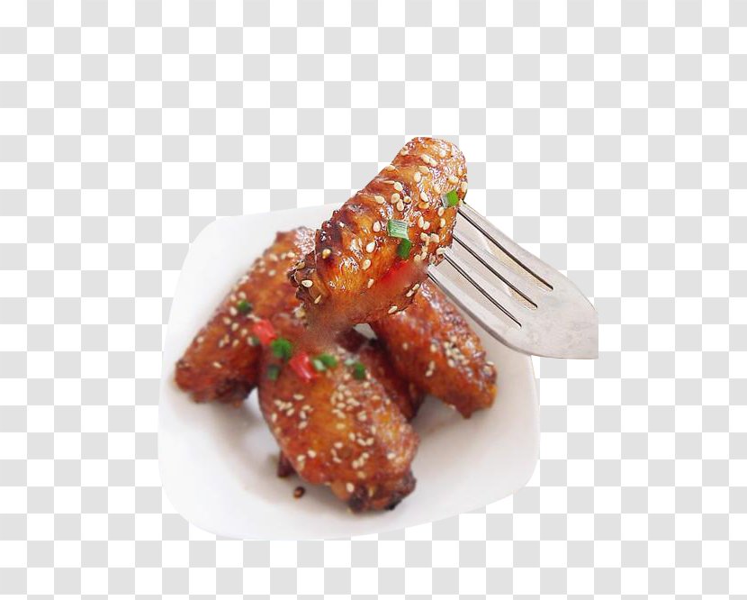 Buffalo Wing Barbecue Chicken Meatball Food - Grilling - Fork Forked Wings Transparent PNG