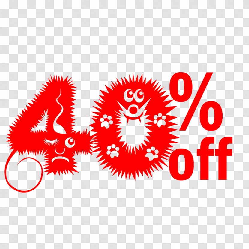 Cute Hairy Halloween 40% Off Discount Tag. - Area - Red Transparent PNG