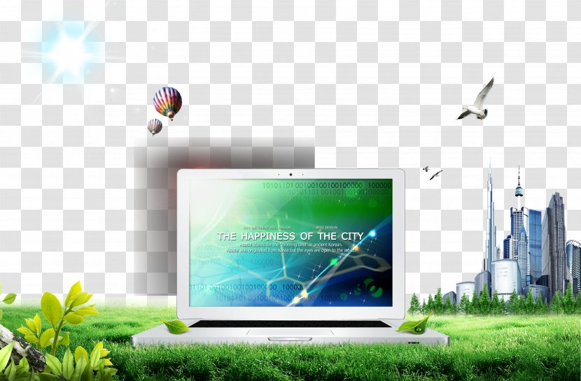 Laptop Display Device Computer Network - Technology - On Grass Transparent PNG