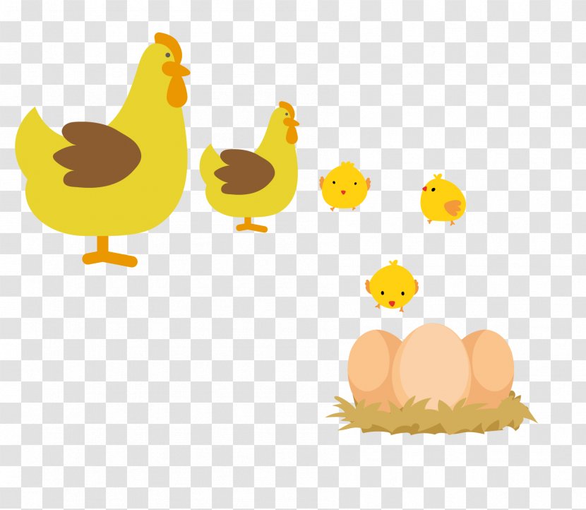 Amarela Rooster Hen - Vector Cute Yellow And Chick Transparent PNG