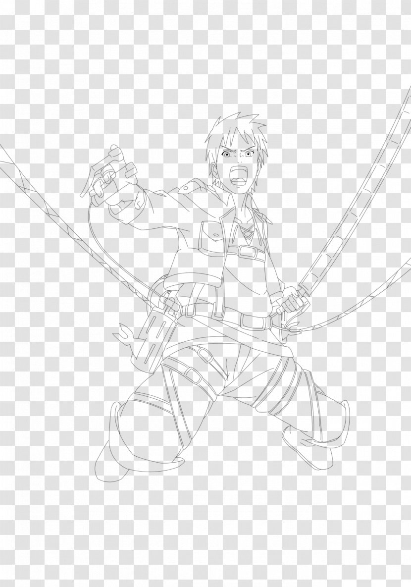 Line Art Figure Drawing Sketch - Frame - Eren Jaeger Transparent PNG