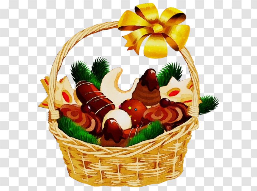 Gift Basket Food Mishloach Manot Present - Watercolor - Hamper Transparent PNG