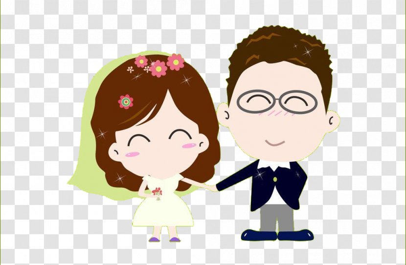 Wedding Cartoon Figurine - Cute Portrait Transparent PNG