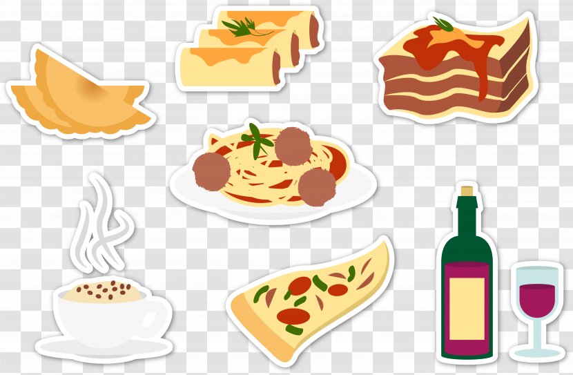 Italian Cuisine Lasagne Illustration - Tableware - Characteristic Food Red Wine Transparent PNG