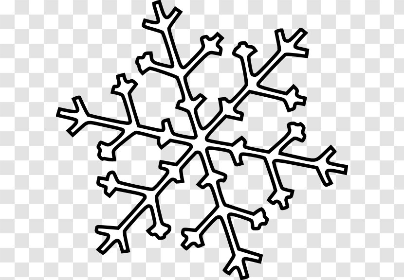 Snowflake Line Art Clip - White - Outline Transparent PNG