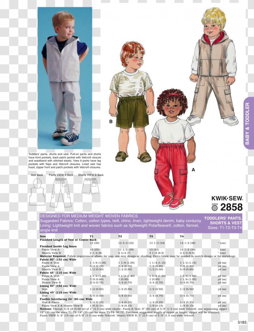 Sewing Pants Shorts Outerwear Pattern - Costume Design - Child Transparent PNG
