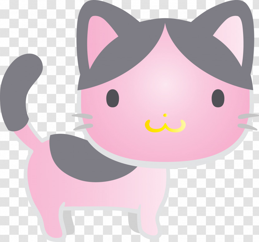 Cartoon Pink Snout Cat Whiskers Transparent PNG