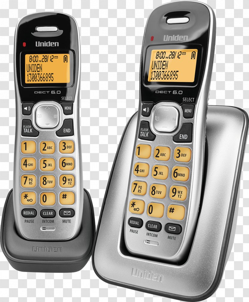 Cordless Telephone Digital Enhanced Telecommunications Uniden Handset - Wireless Home Phone - Handheld Transparent PNG