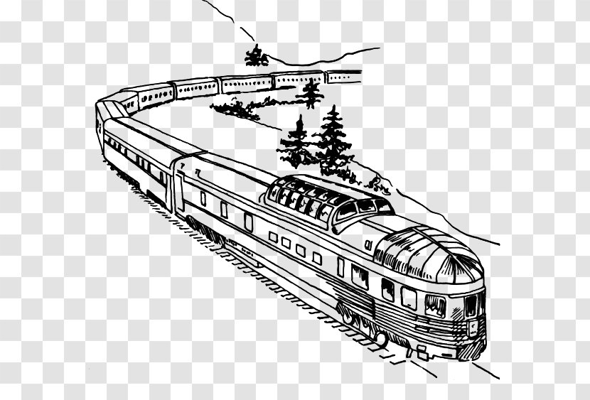 Train Rail Transport Steam Locomotive Clip Art - Black And White - Freight Group Transparent PNG