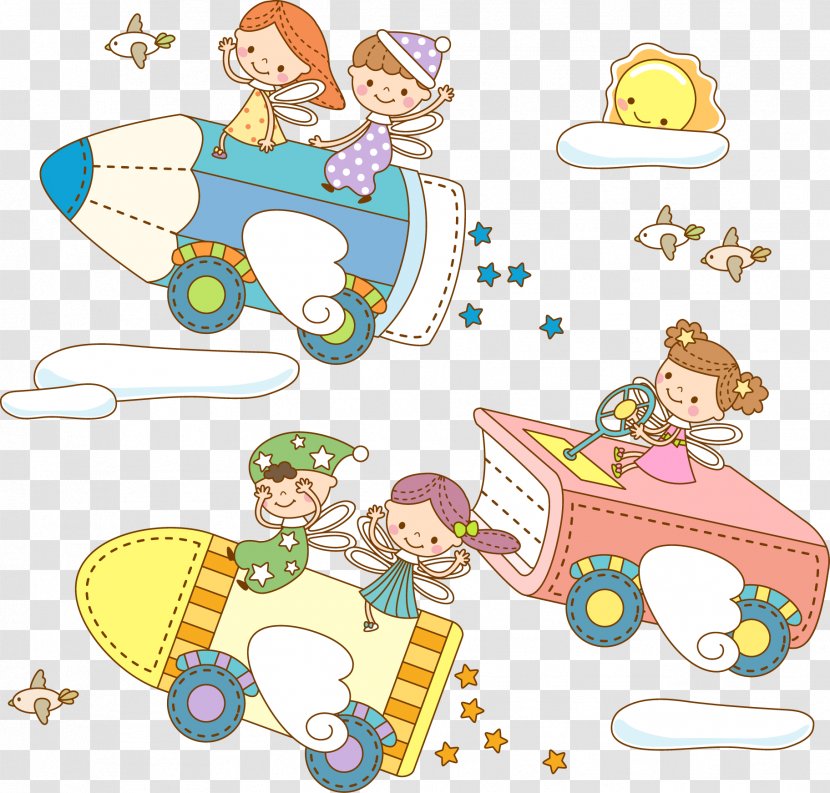 Cartoon Child Illustration - Rocket - Creative Wallpaper Vector Transparent PNG