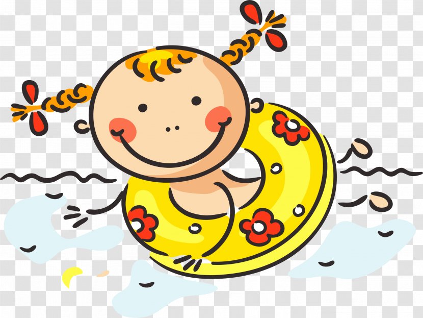 Cartoon Child Summer Clip Art - Tree - Cute Baby Swimming Transparent PNG