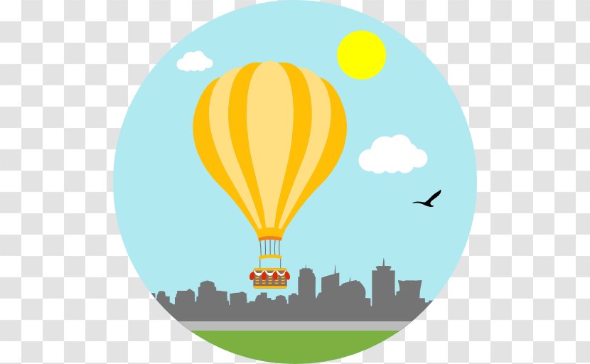 Hot Air Ballooning Time - Yellow - Cityscape Transparent PNG