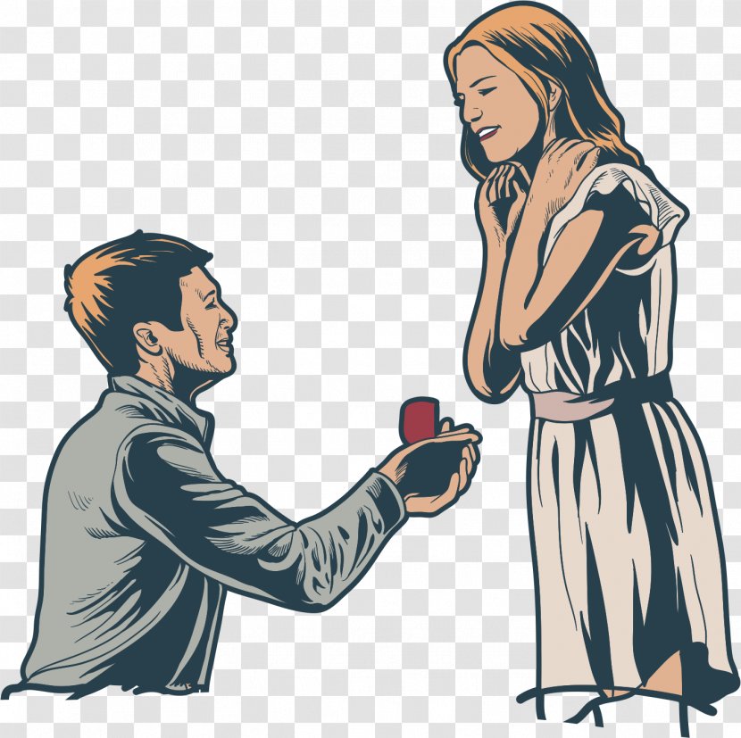 Marriage Proposal Illustration - Flower - Men And Women To Marry Transparent PNG