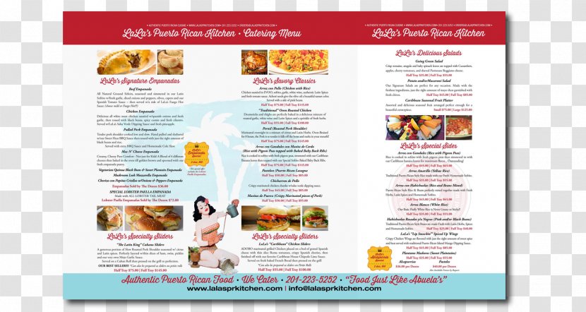 Puerto Rico Menu Brochure Web Page Hotel - Advertising - Catering Transparent PNG