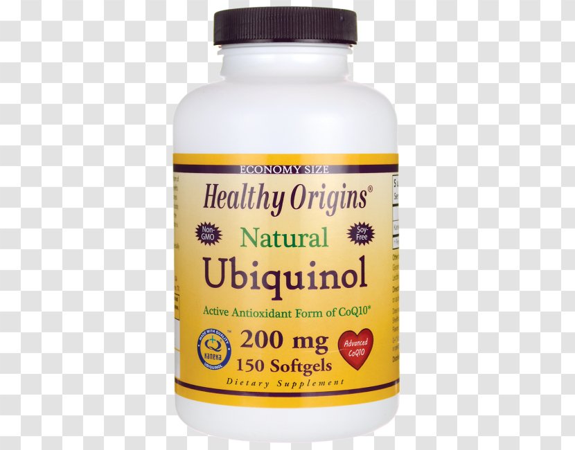 Dietary Supplement Healthy Origins, Ubiquinol, Kaneka QH, 100 Mg, 60 Softgels Vegetarianism - Magnesium - Turmeric Starch Transparent PNG