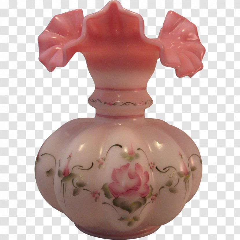 Vase Fenton Art Glass Company Milk Ceramic - Pottery - Hand Painted Cantaloupe Transparent PNG