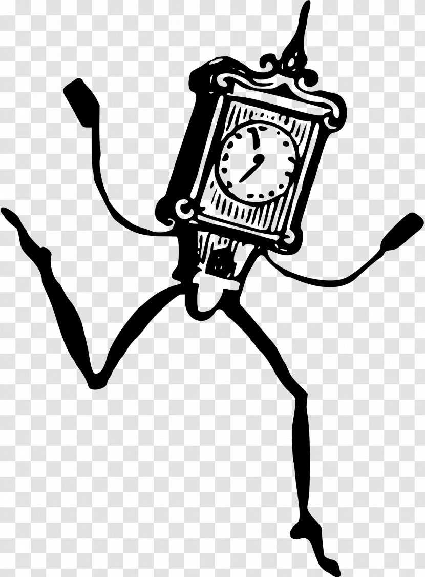 Clock Animation - Black And White - Cartoon Transparent PNG