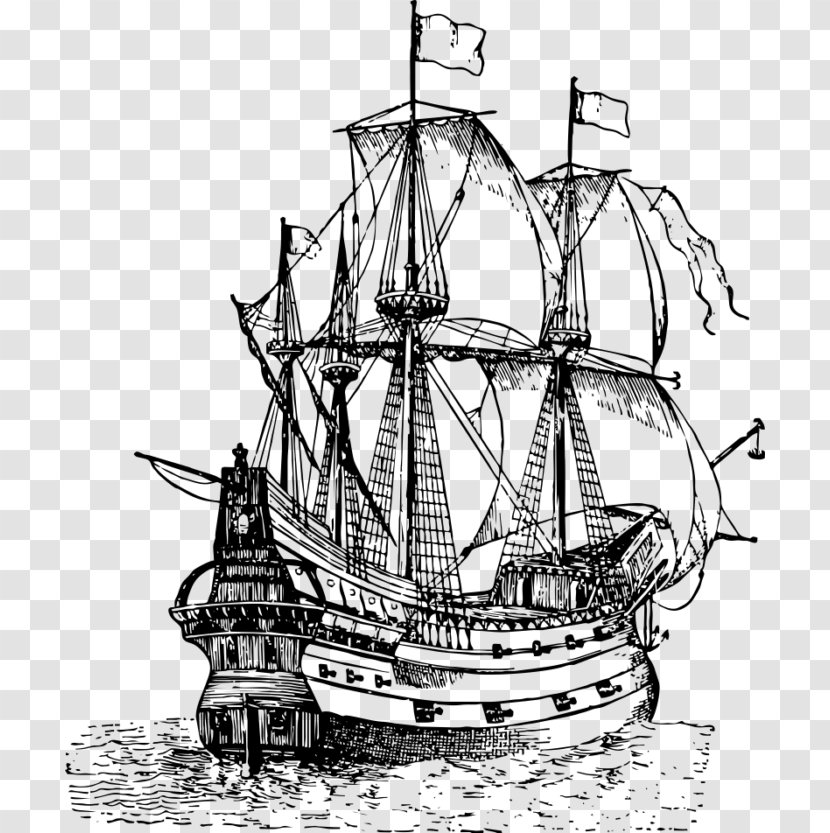 Galleon Drawing Sailing Ship Boat - Piracy Transparent PNG