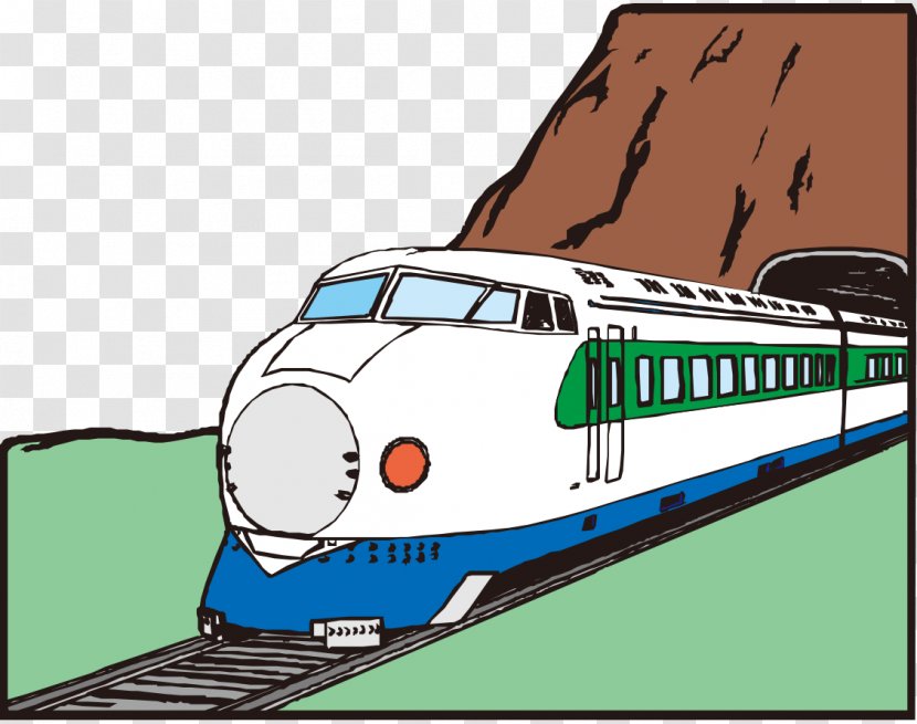 Train Cartoon Clip Art - Passenger Car - Painted With High-speed Rail In Alpine Tunnel Transparent PNG
