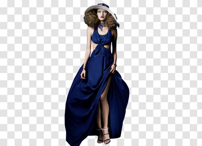 Dress Gown Woman Ping - Electric Blue Transparent PNG