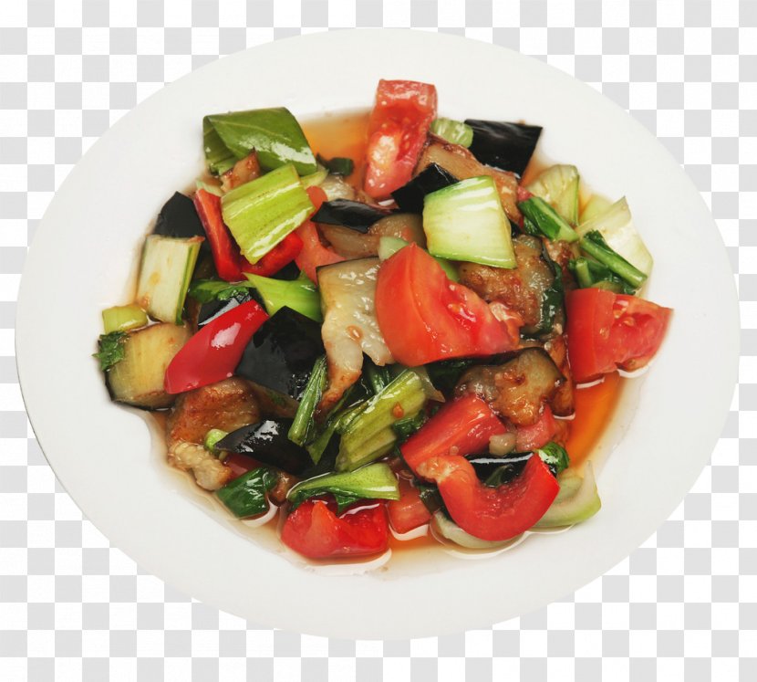 Greek Salad Fried Eggplant Ratatouille Caponata Panzanella - Dish Transparent PNG