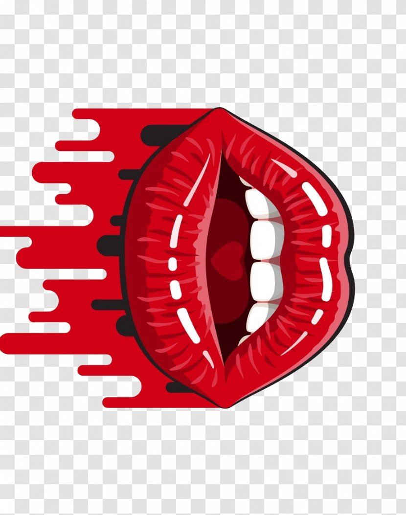 Red Lip Mouth Tooth - Lips Free To Pull Transparent PNG