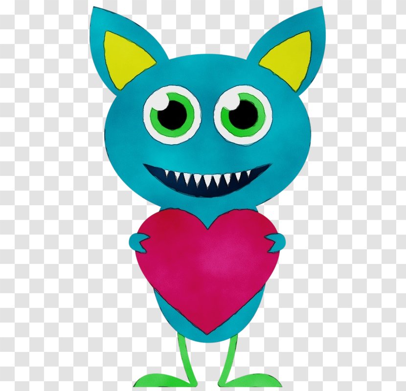 Valentines Day Cartoon - Heart - Smile Turquoise Transparent PNG