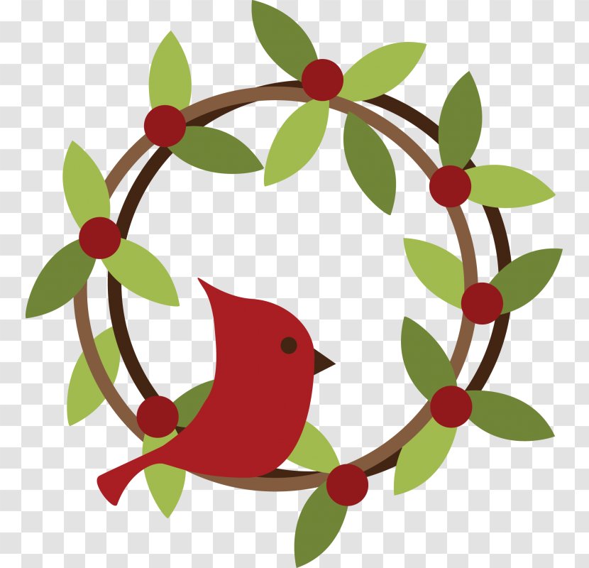 Christmas Clip Art - Bird - Cute Wreath Cliparts Transparent PNG