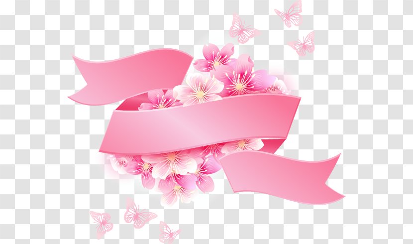 Cherry Blossom Flower - Ribbon Banner Transparent PNG