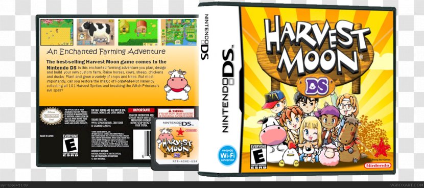 Harvest Moon DS Moon: A Wonderful Life 64 GameCube - Nintendo Ds - Cover Design Transparent PNG