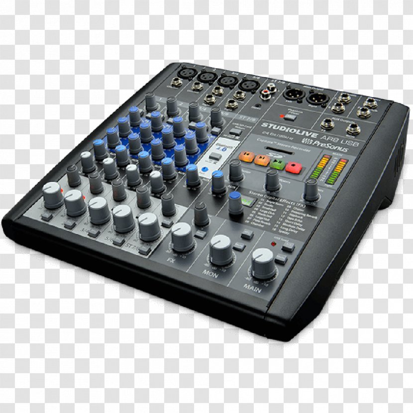 Audio Mixers PreSonus Mixing Stereophonic Sound - Electronic Instrument - Digital Recording Transparent PNG