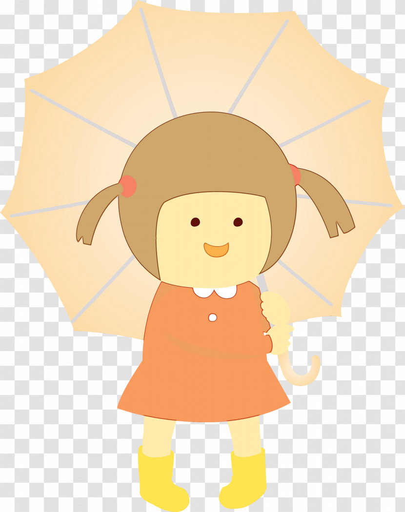 Cartoon Character Yellow Umbrella Male Transparent PNG