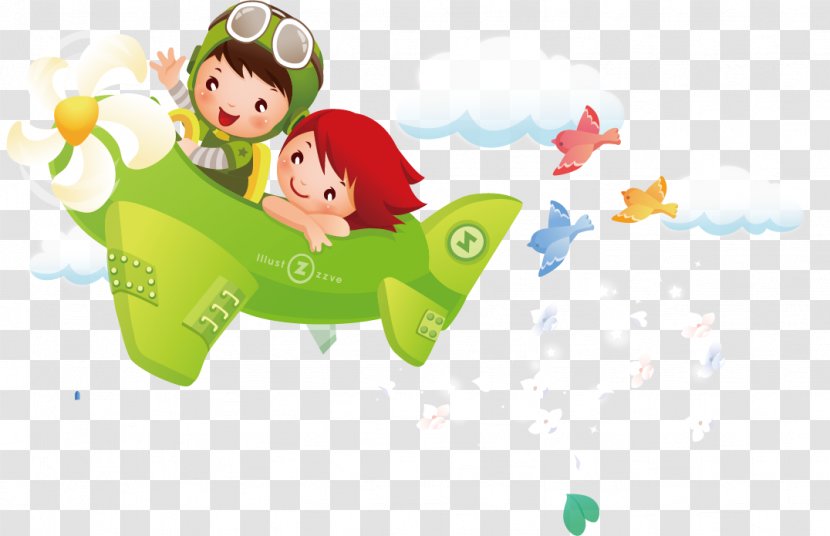 Airplane Cartoon Child - Fly Children Transparent PNG