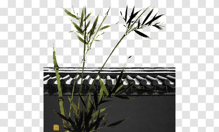 Ink Wash Painting Chinoiserie Watercolor Bamboo - Arecales - Wall Chinese Elements Transparent PNG