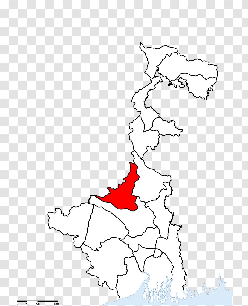 South 24 Parganas North District Nadia Malda Purba Medinipur - Black And White - Map Transparent PNG