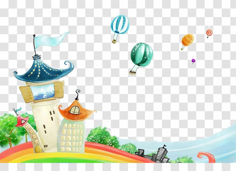 Cartoon Drawing Child Wallpaper - Hot Air Balloon Castle Color Hongqiao Transparent PNG