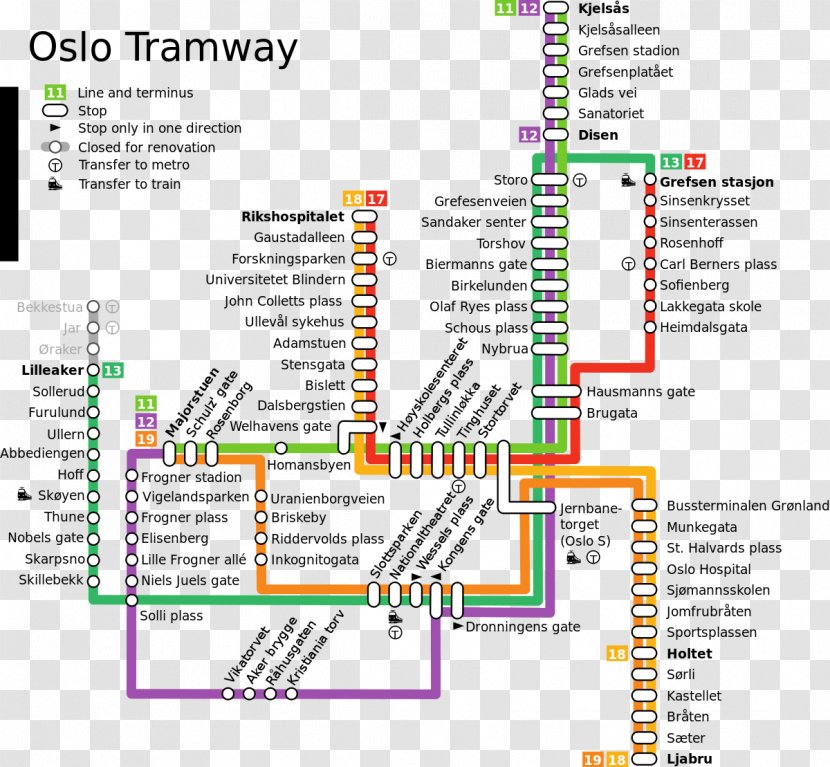 Trolley Trams In Oslo Bus Map - Document Transparent PNG