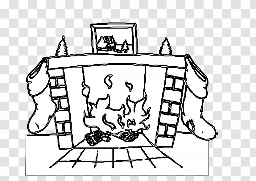 Santa Claus Fireplace Mantel Clip Art - Black - Pics Transparent PNG