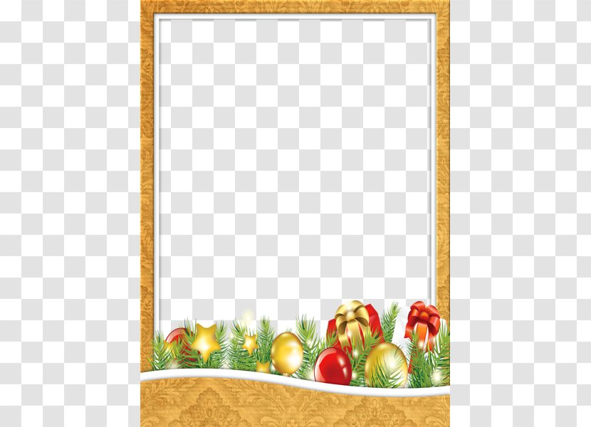 Christmas Ornament Picture Frame Clip Art - Rectangle - Simple Yellow Transparent PNG