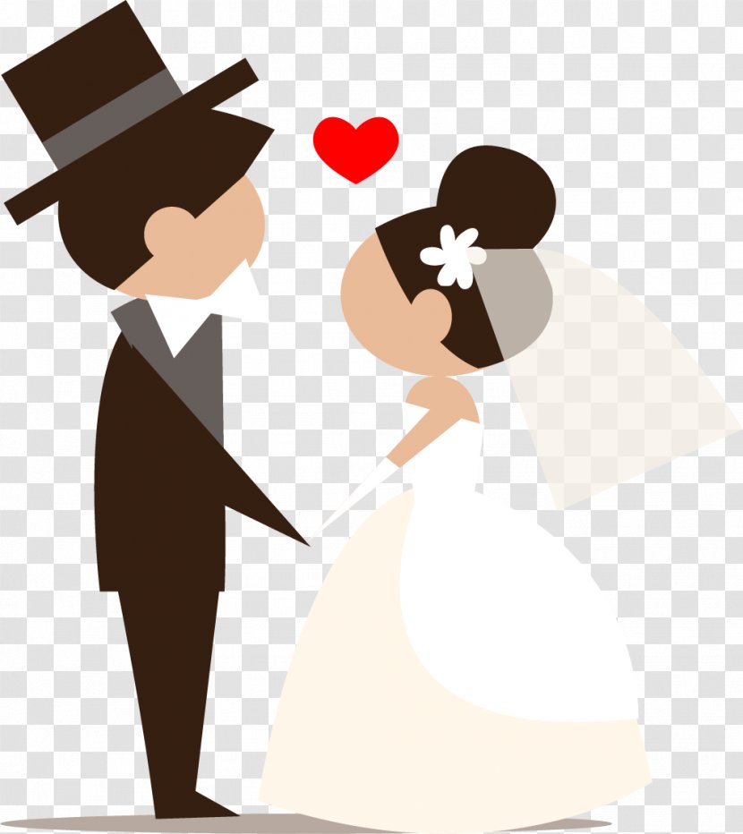 Wedding Invitation Bride Reception Marriage - Cartoon And Groom Vector Material Transparent PNG