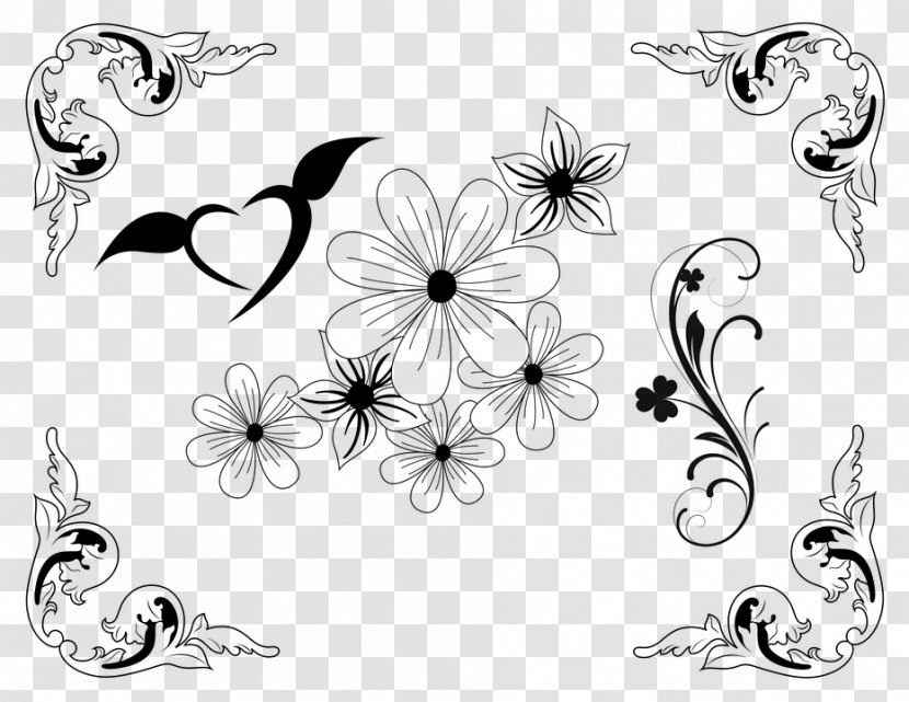 Black And White Victorian Era Desktop Wallpaper Clip Art - Organism - Plant Lines Transparent PNG