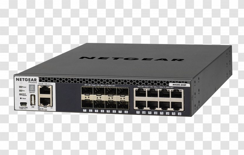 NETGEAR ProSAFE M4300-8X8F Switch Network 10 Gigabit Ethernet Stackable - Electronics Accessory - Netgear 1u Transparent PNG